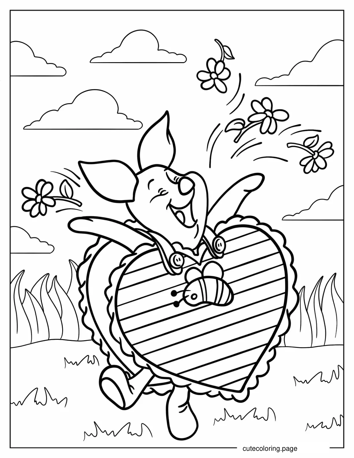 Piglet Wearing A Heart Sign Coloring Page coloring page