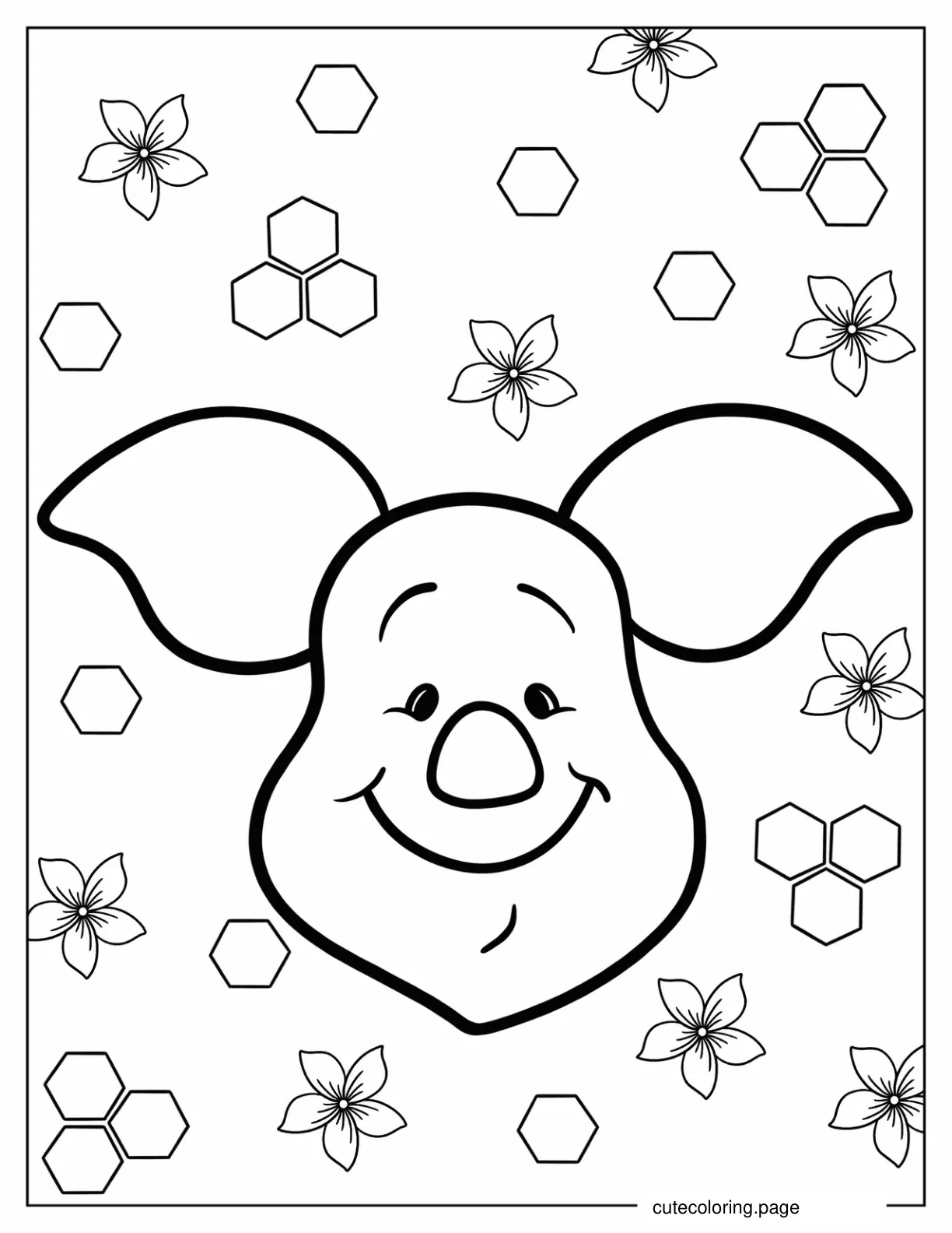 Piglet_s Smiling Face Coloring Page For Kids coloring page