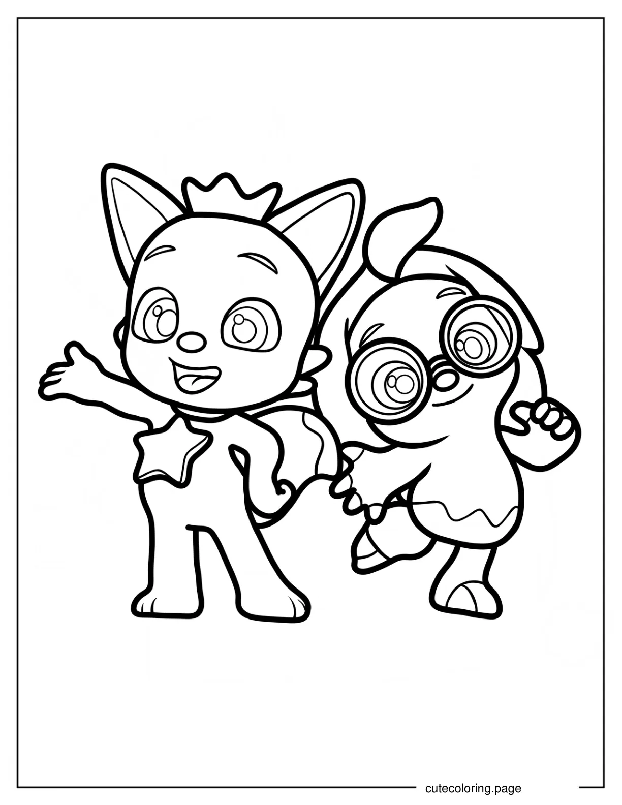 Hogi And Pinkfong Coloring Page For Kids coloring page