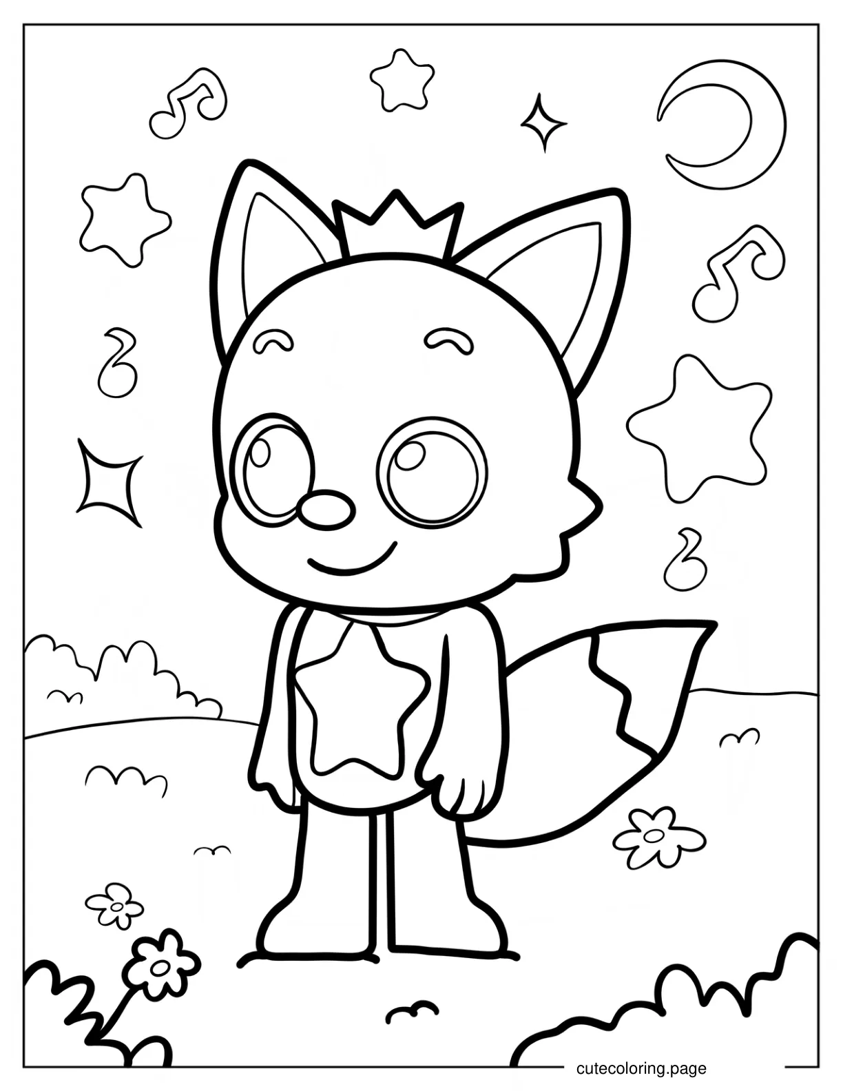 Pinkfong Standing In A Flower Field coloring page