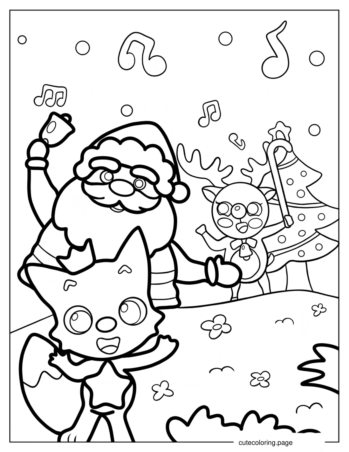 Santa And Pinkfong Celebrating Christams Coloring Page coloring page