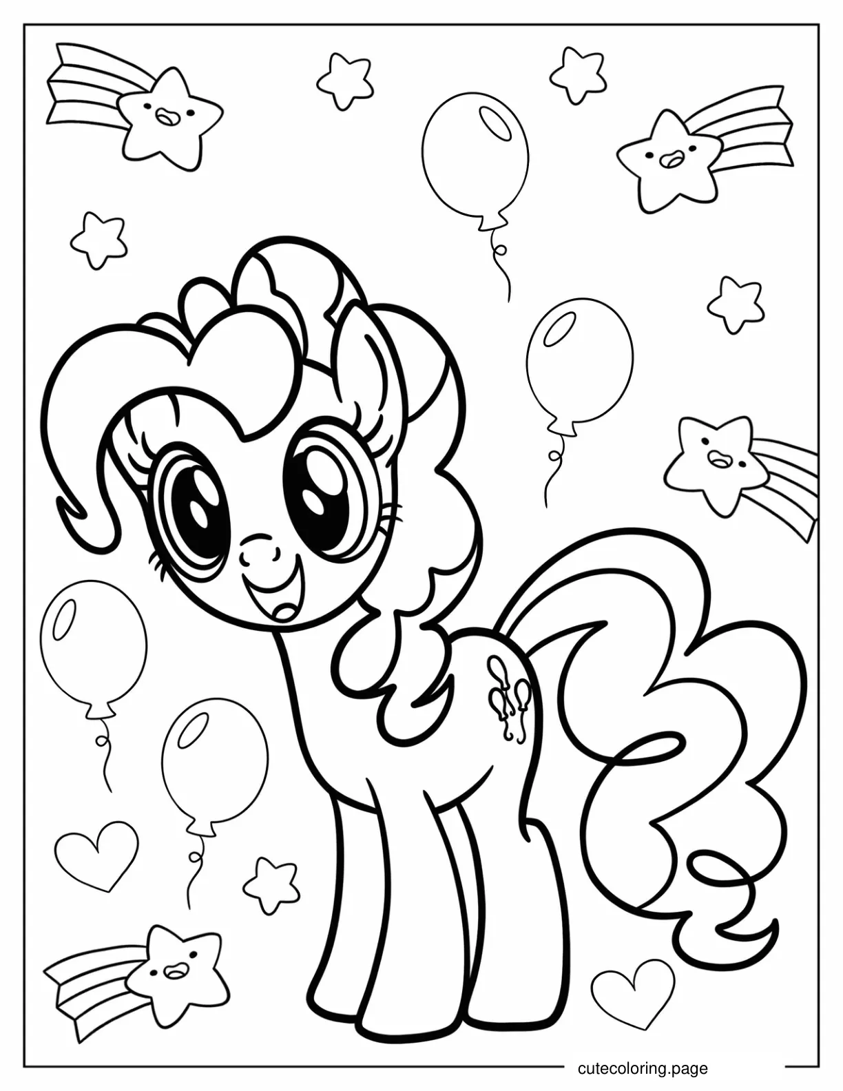 Baby Pinkie Pie With Balloon Background Coloring Page coloring page