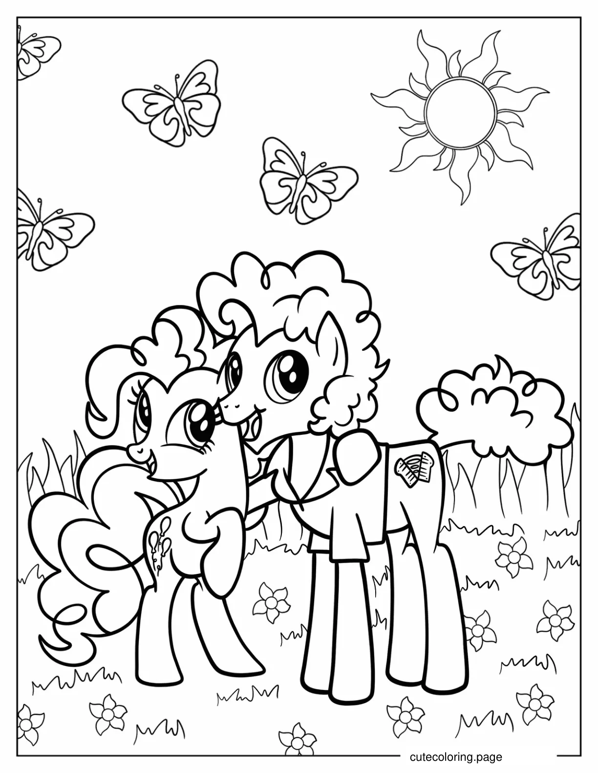 Cheese Sandwich With Pinkie Pie In Flower Field Coloring Page coloring page