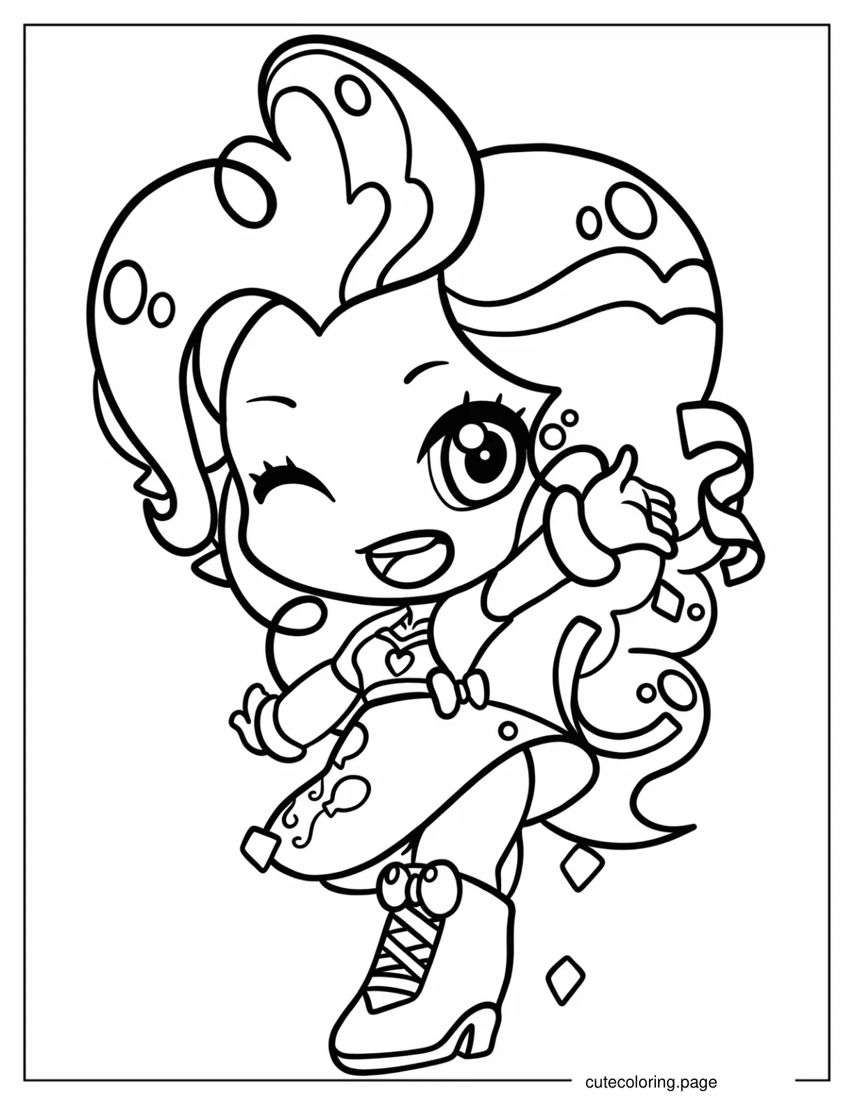 Chibi Kawaii Equestria Girls Pinkie Pie Coloring Page For Kids coloring page