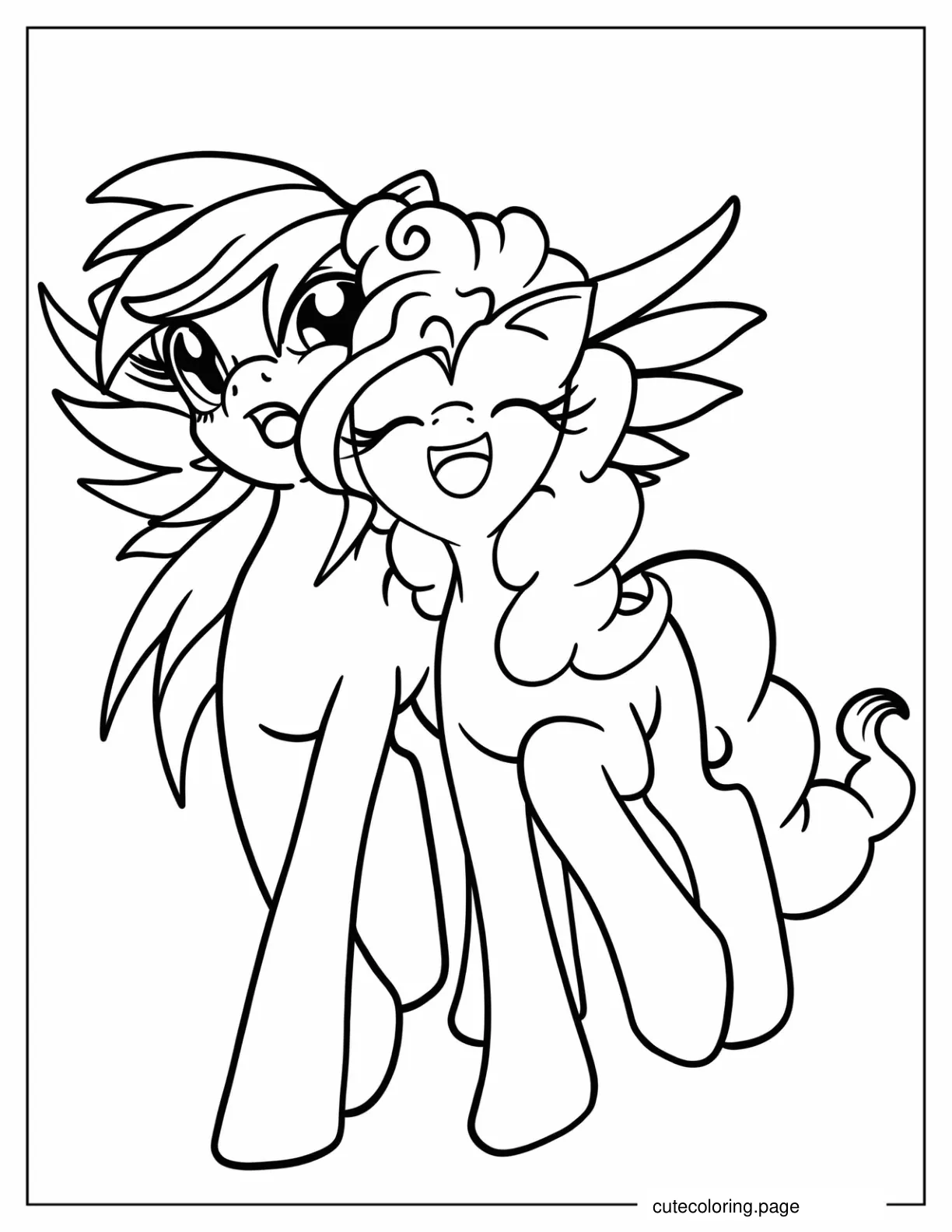 Easy Rainbow Dash With Pinkie Pie Coloring Page For Kids coloring page