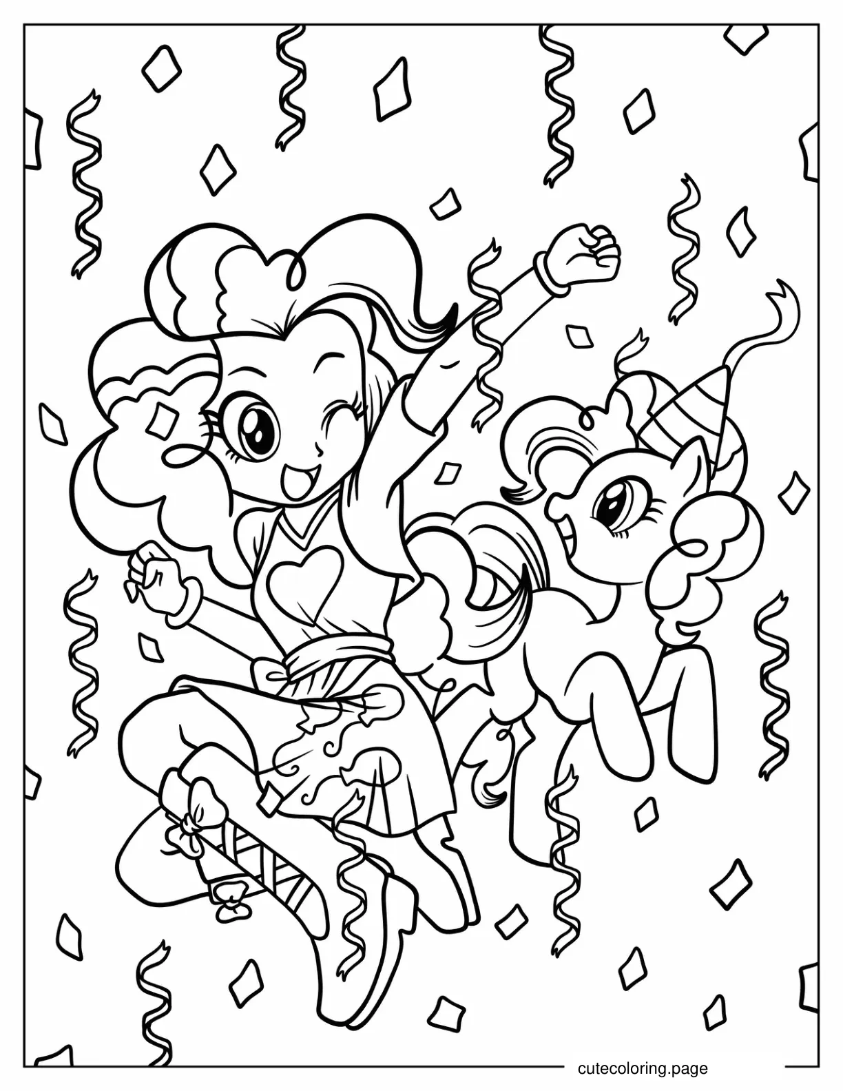 Equestria Girls Pinkie Pie With Pony Pinkie Pie coloring page