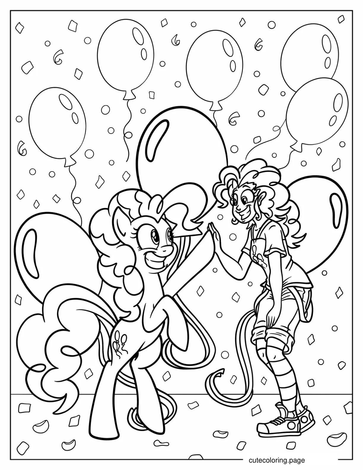 Pinkie Pie High Fiving Equestria Girls Version Coloring Page coloring page