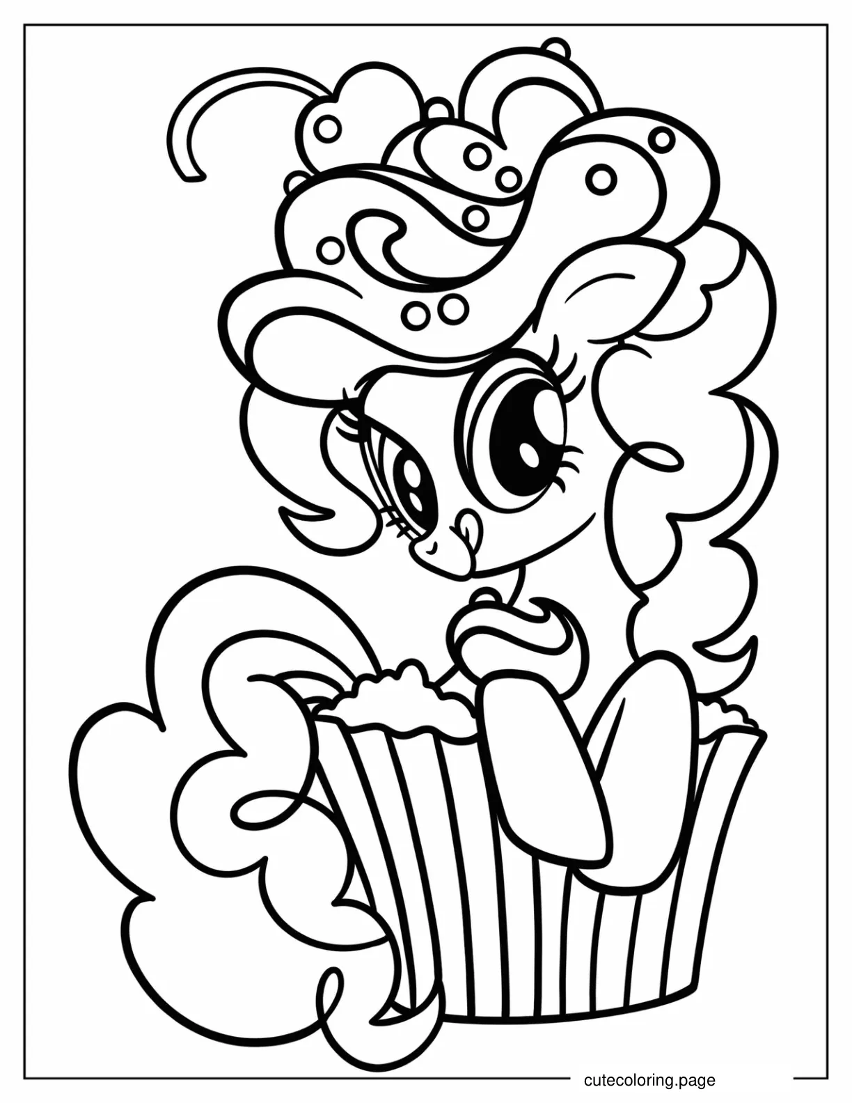 Pinkie Pie With Whip Cream Sitting On A Cupcake coloring page