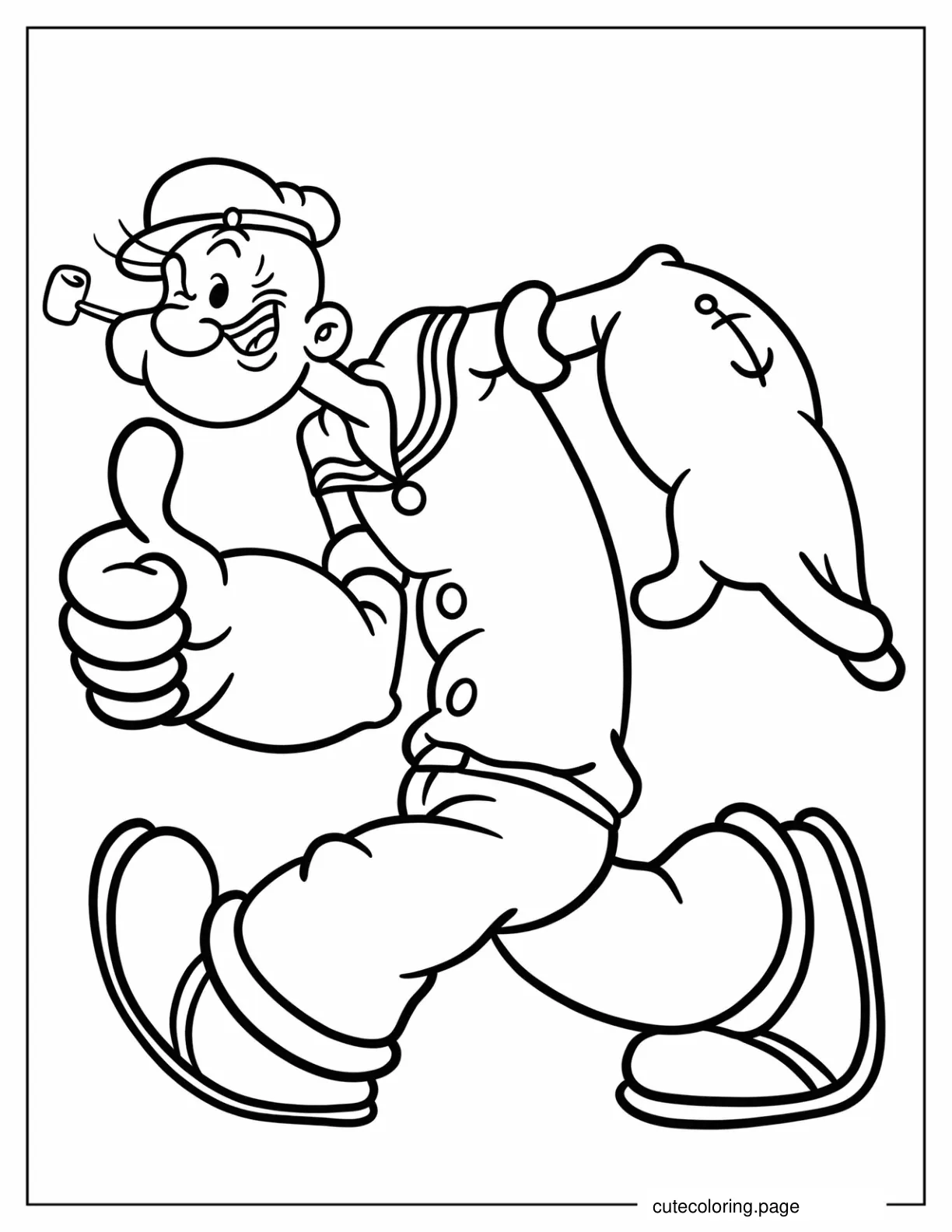 Cool Popeye Walking Coloring Page For Kids coloring page