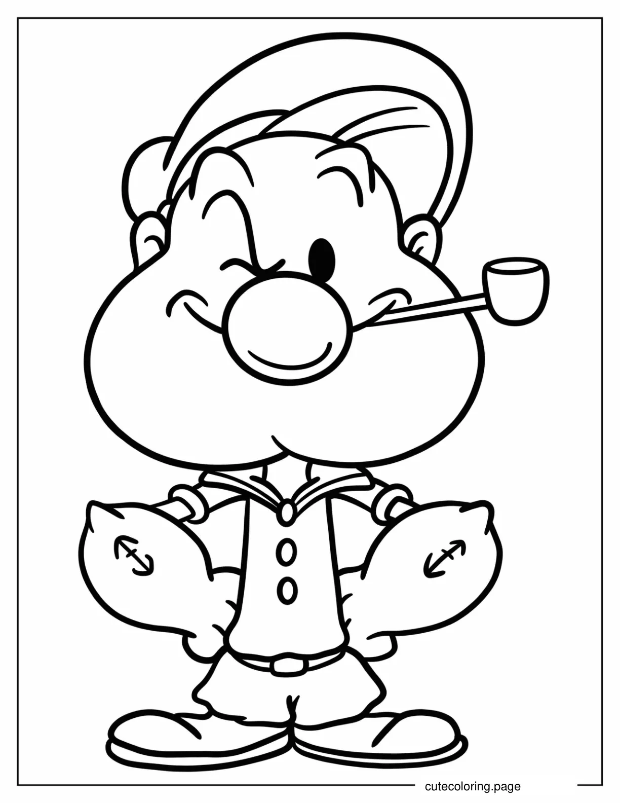 Cute Chibi Popeye Coloring Sheet For Preschoolers coloring page