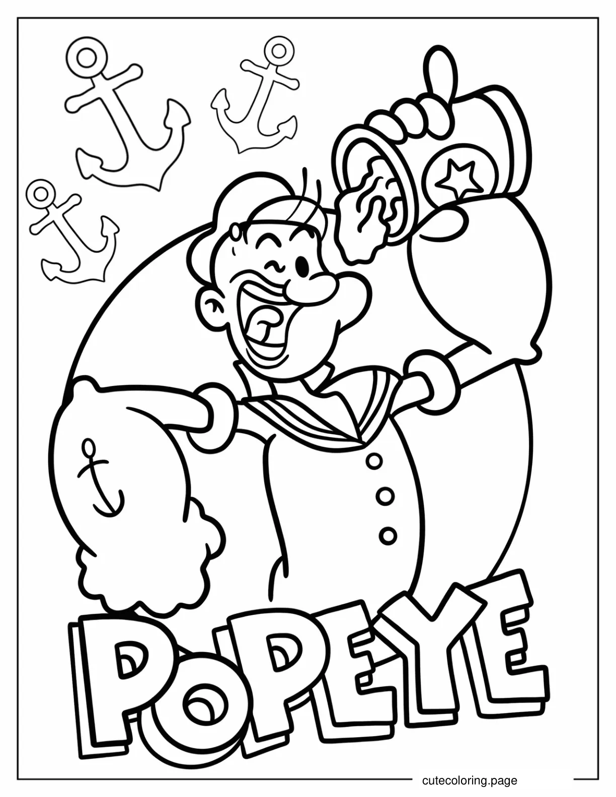 Popeye Squeezing Spinach Out Of Can Coloring Page coloring page