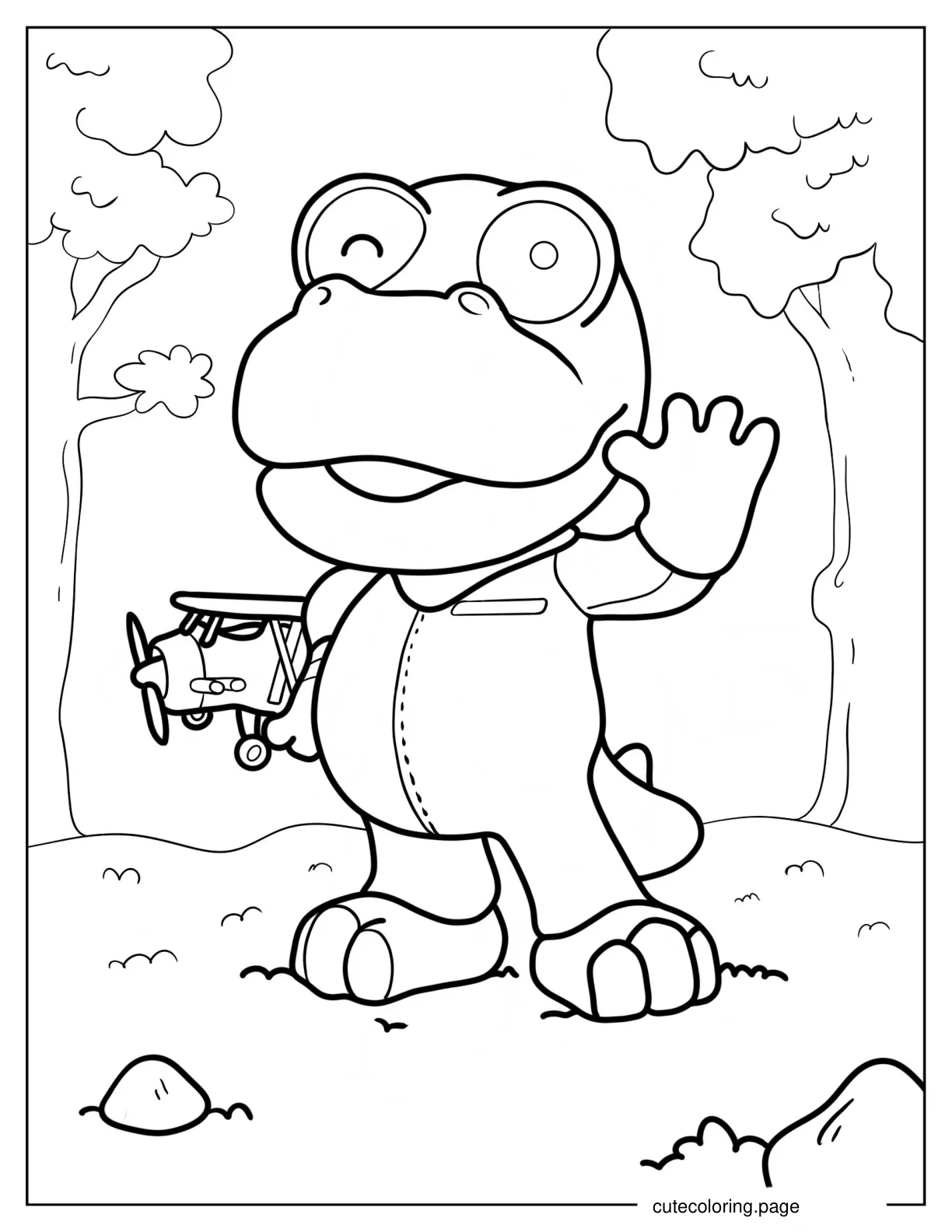 Simple Crong Waving Coloring Sheet For Preschoolers coloring page