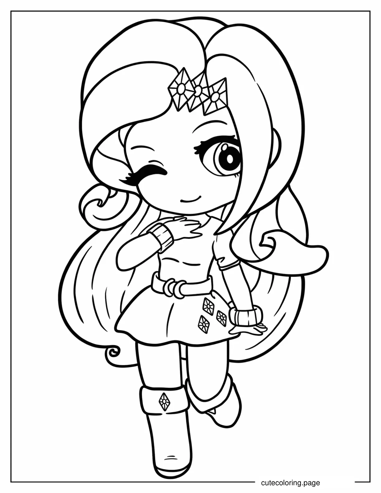 Chibi Equestria Girls Rarity Coloring Page For Preschoolers coloring page