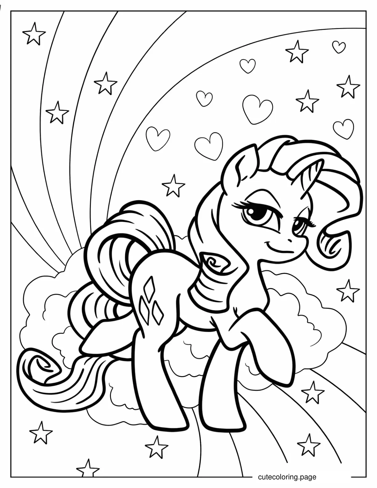 Cool Rarity With Rainbow Background Coloring Page coloring page