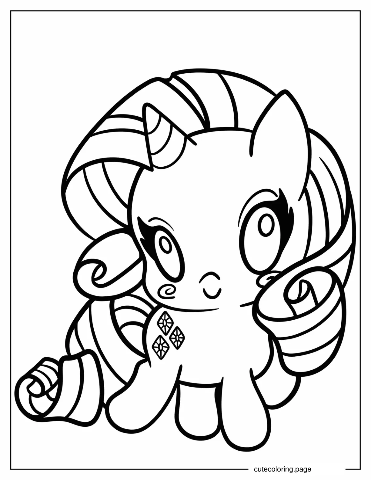 Cute Chibi Rarity Coloring Sheet For Preschoolers coloring page