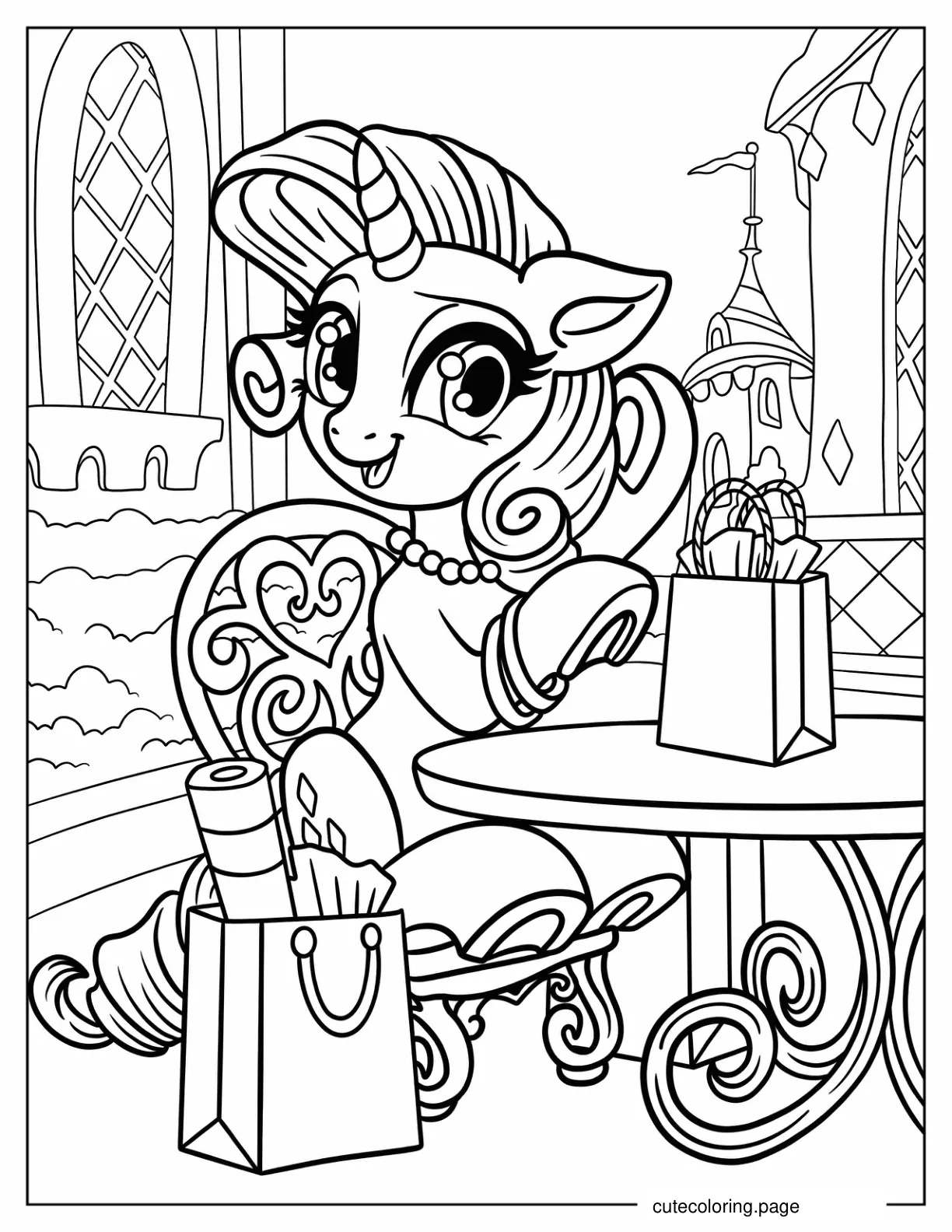 Elegant Rarity In Her Room With Shopping Bags coloring page