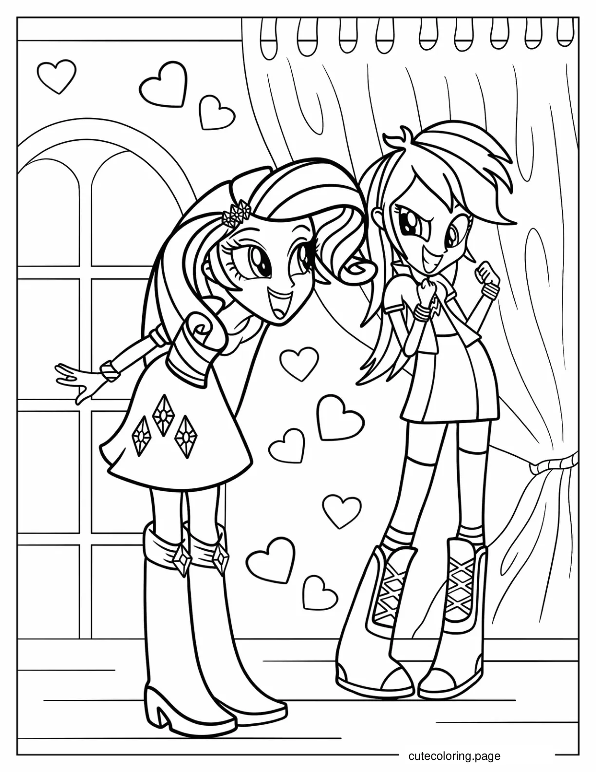 Equestria Girls Rarity With Rainbow Dash coloring page