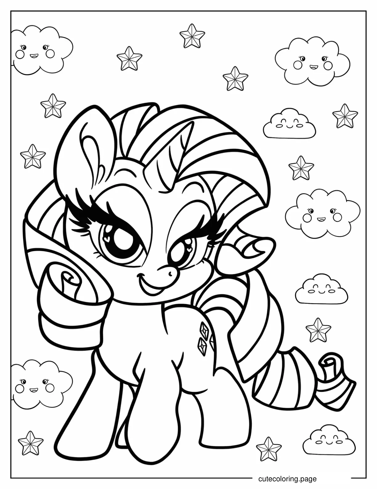 Kawaii Chibi Rarity Coloring Page For Preschoolers coloring page