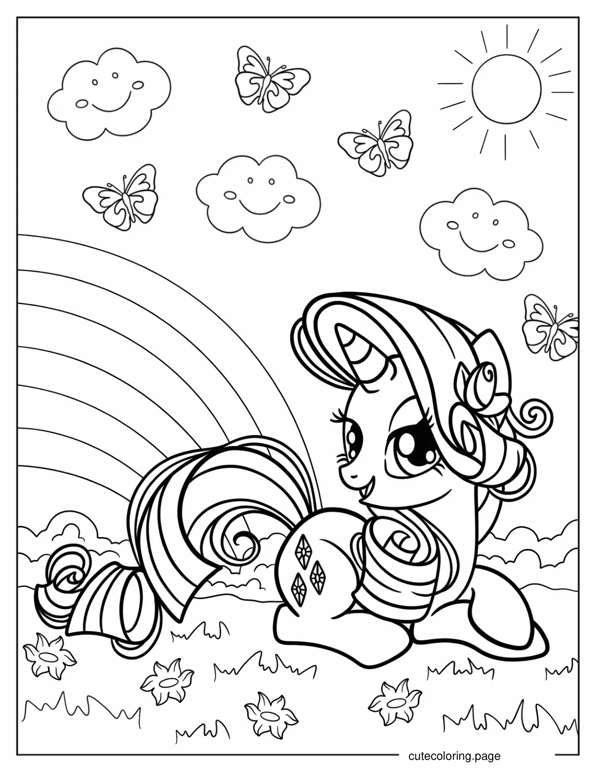 Rarity Resting On The Grass Coloring Sheet coloring page