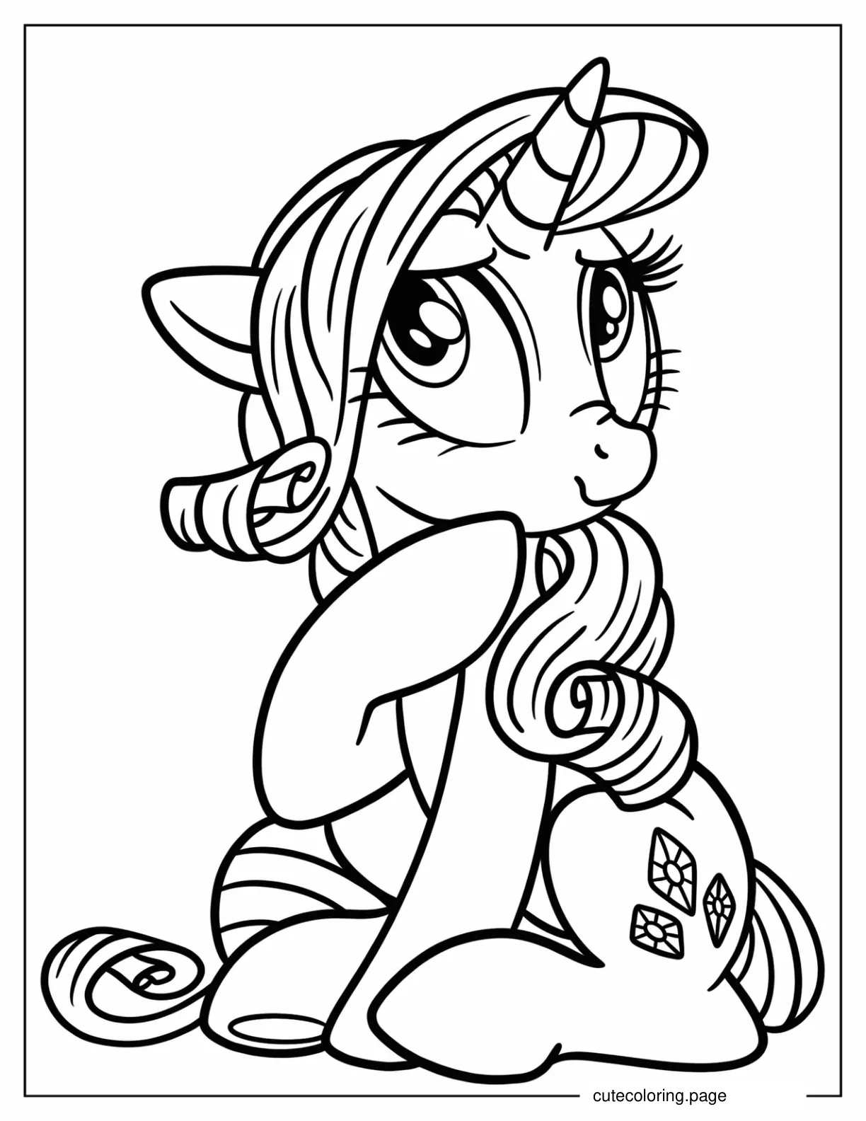 Simple Rarity Outline Coloring Page For Kids coloring page