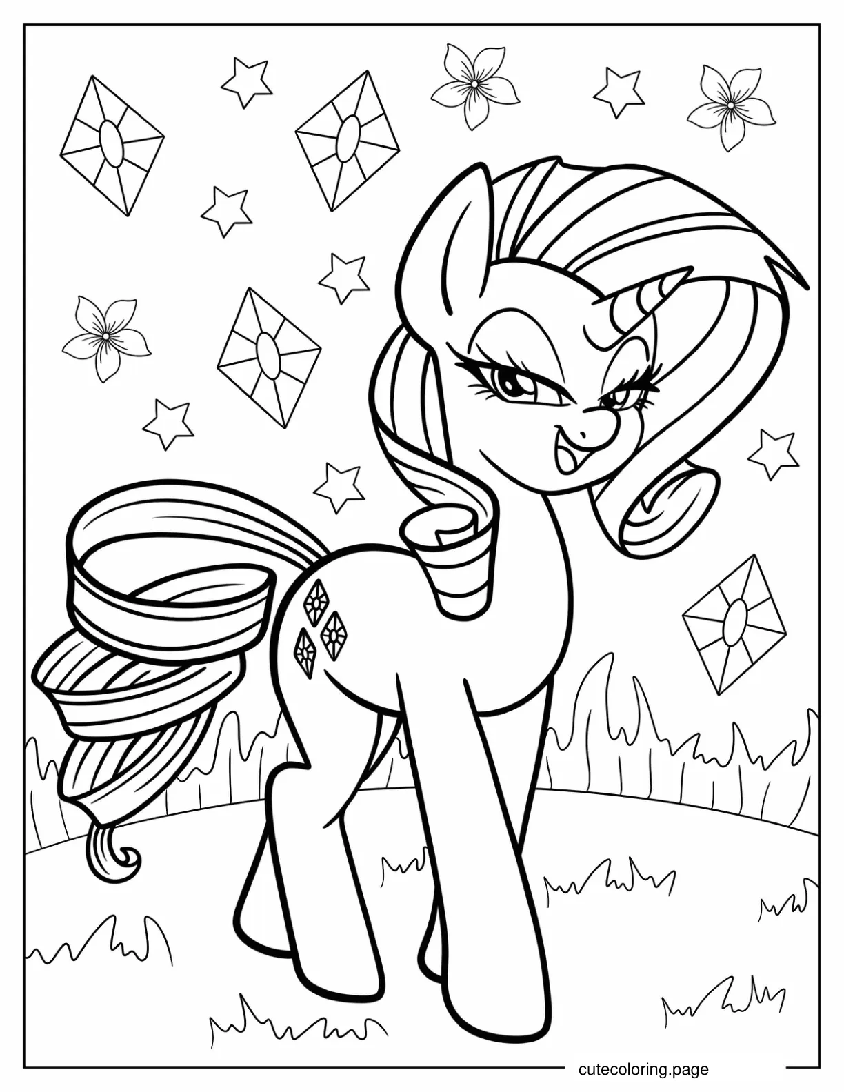 Smiling Rarity Coloring Page For Kids coloring page