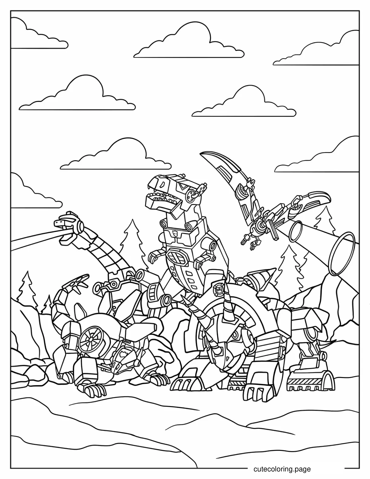 Detailed Rescue Bots Assembled Coloring Sheet coloring page