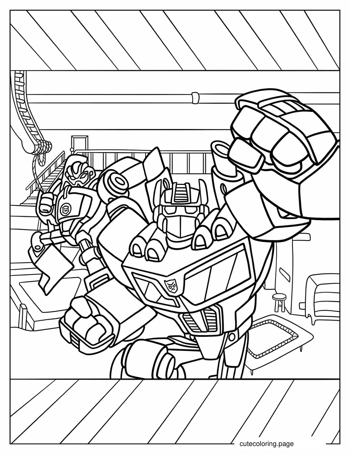 Optimus Prime And Bumblebee Rescue Bots Coloring Page coloring page