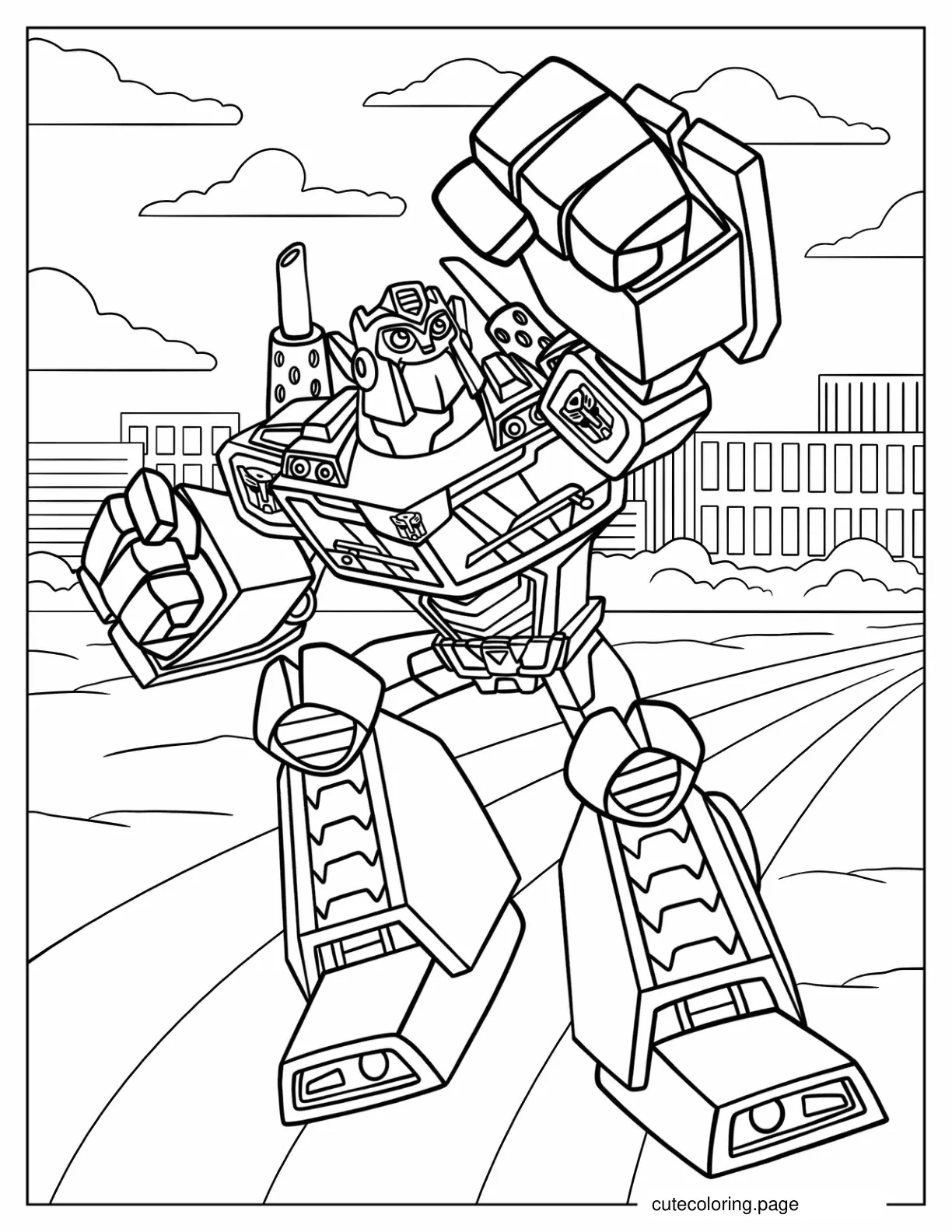 Rescue Bots Optimus Prime Cartoon Coloring Page coloring page