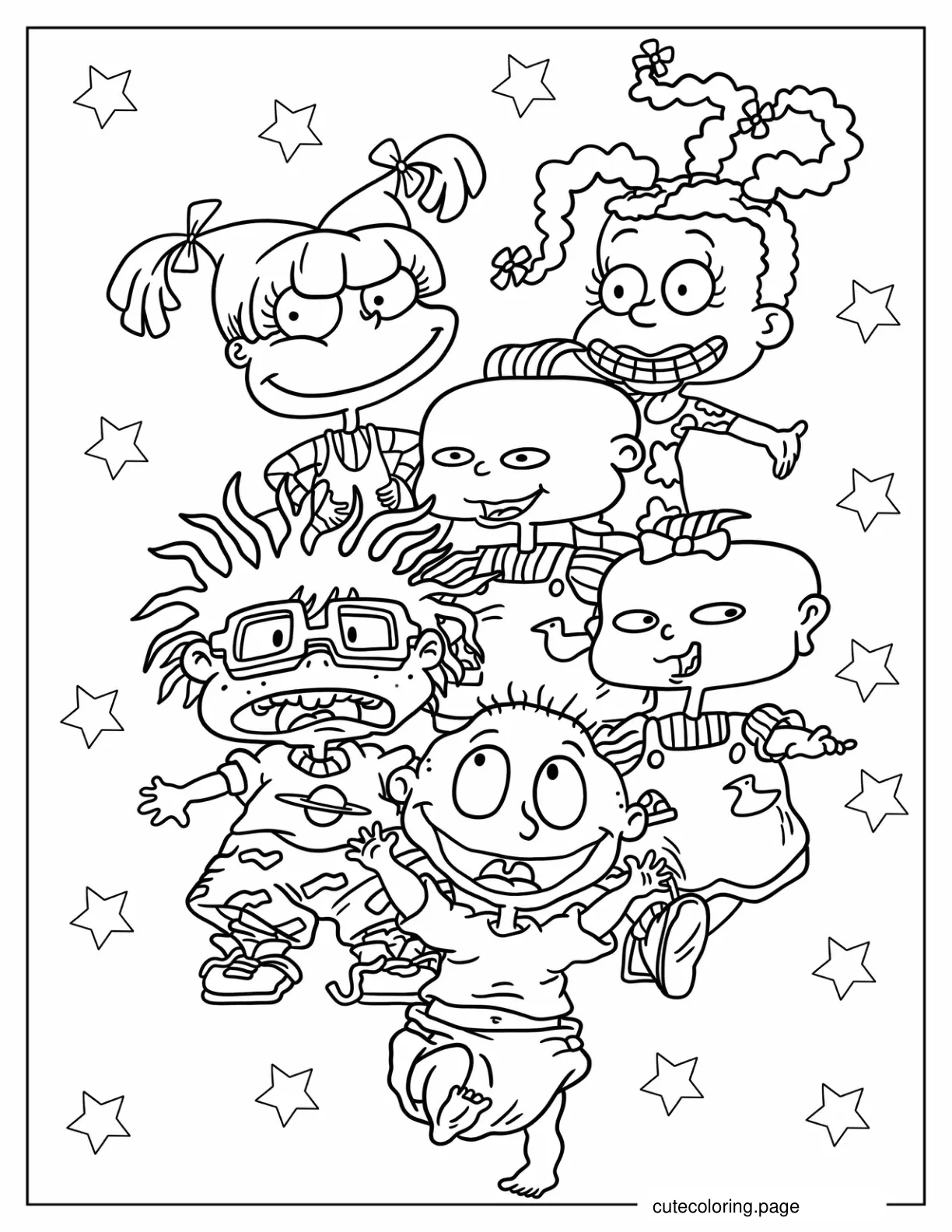 Rugrats Chuckie Tommy Philip Lilian Angelika And Susie Coloring Page coloring page