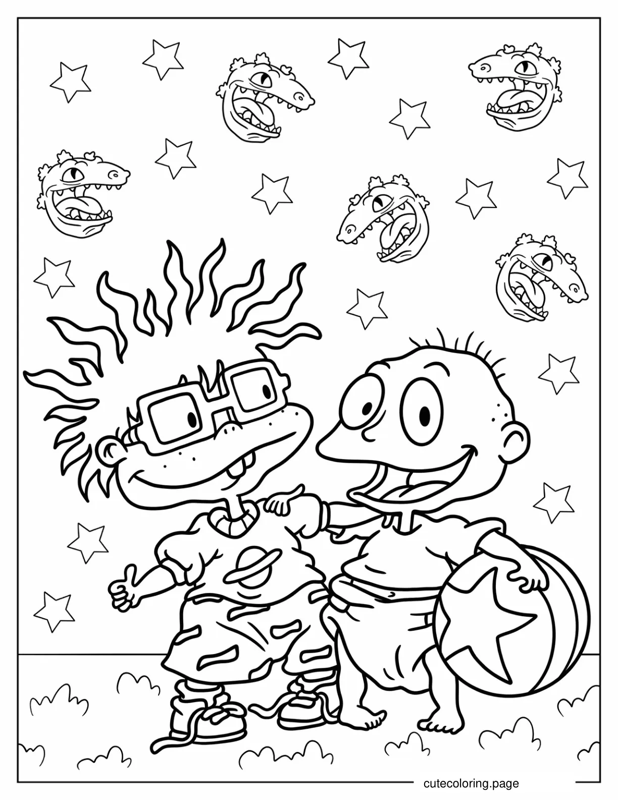 Tommy And Chuckie Smiling Rugrats Coloring Page coloring page