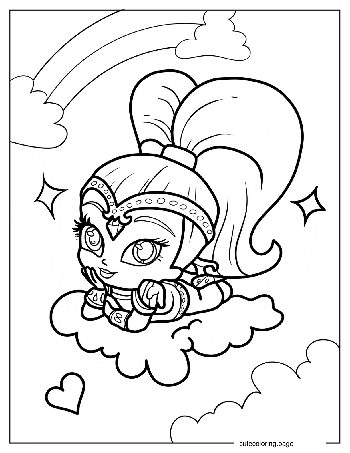 Cute Shine Resting On A Cloud Coloring Sheet For Preschoolers coloring page