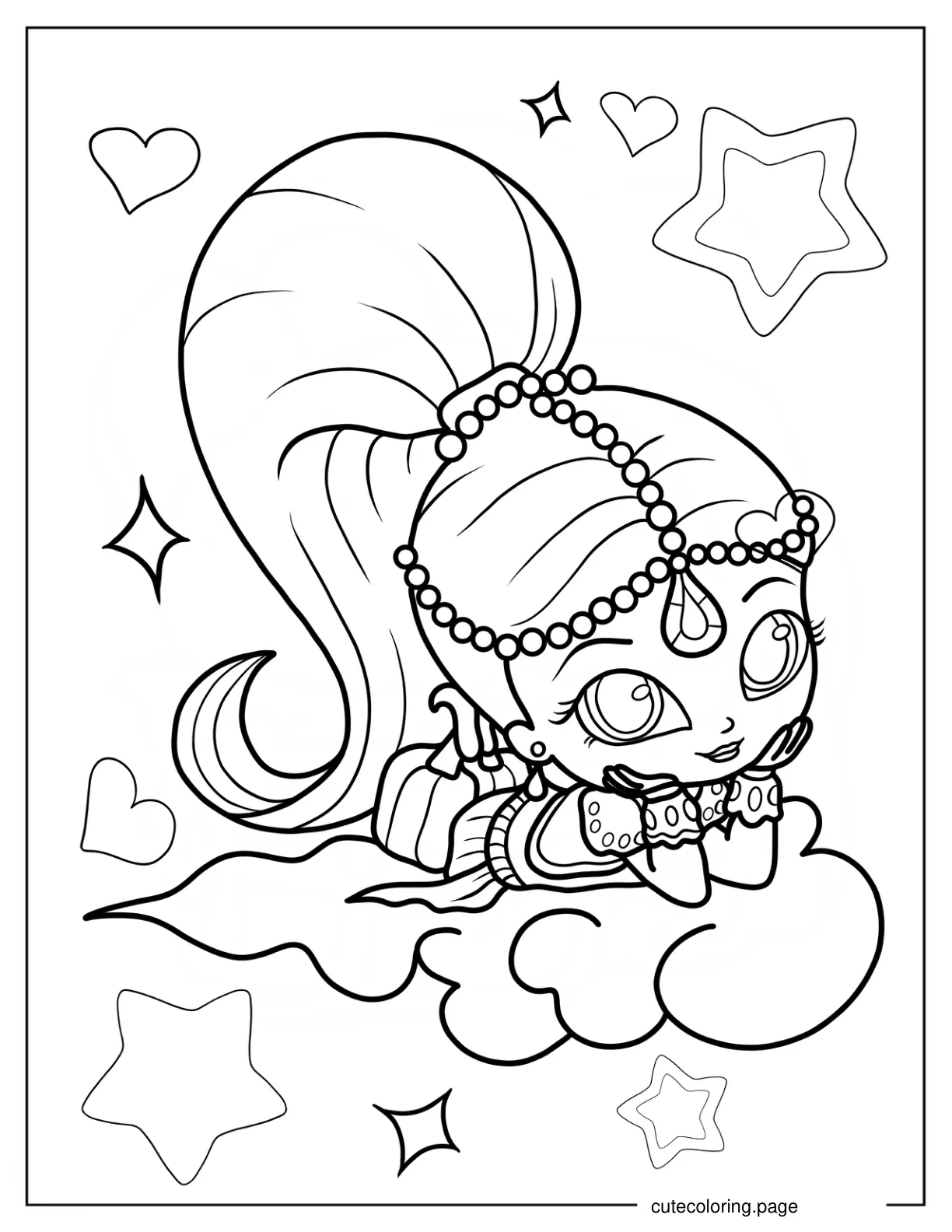 Kawaii Shimmer On A Cloud Coloring Sheet coloring page