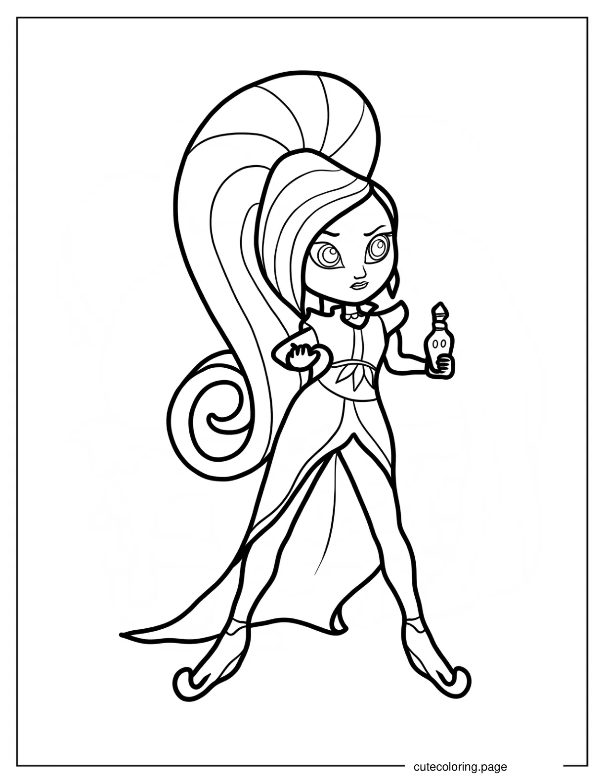 Zeta The Sorceress Holding Potion coloring page