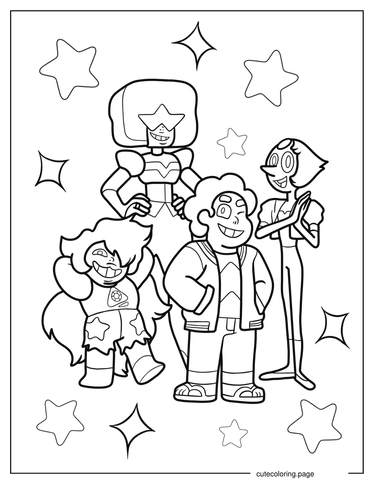 Easy Steven Universe Garnet Amethyst And Pearl Coloring Sheet For Kids coloring page