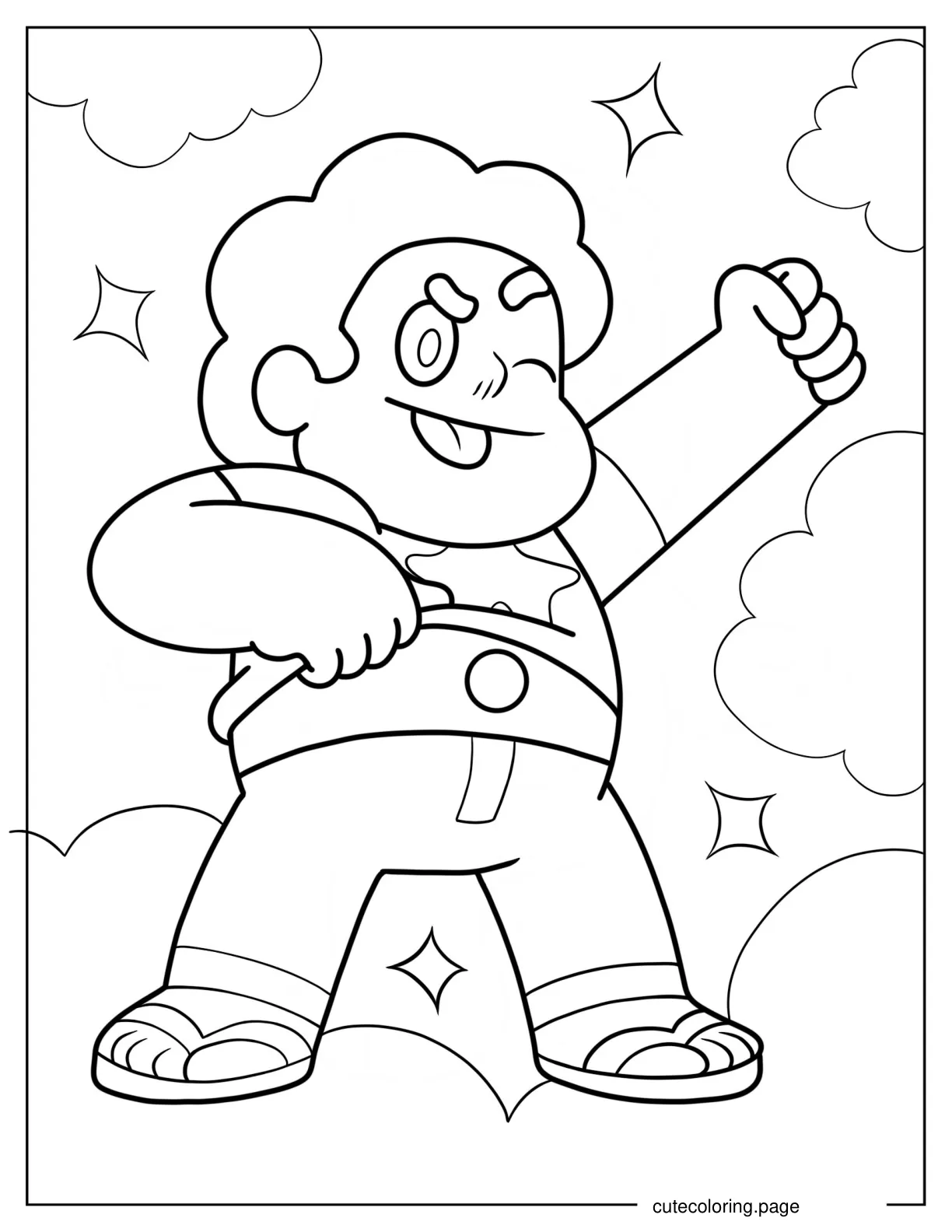 Kawaii Steven Universe Punching Air Coloring Sheet For Preschoolers coloring page