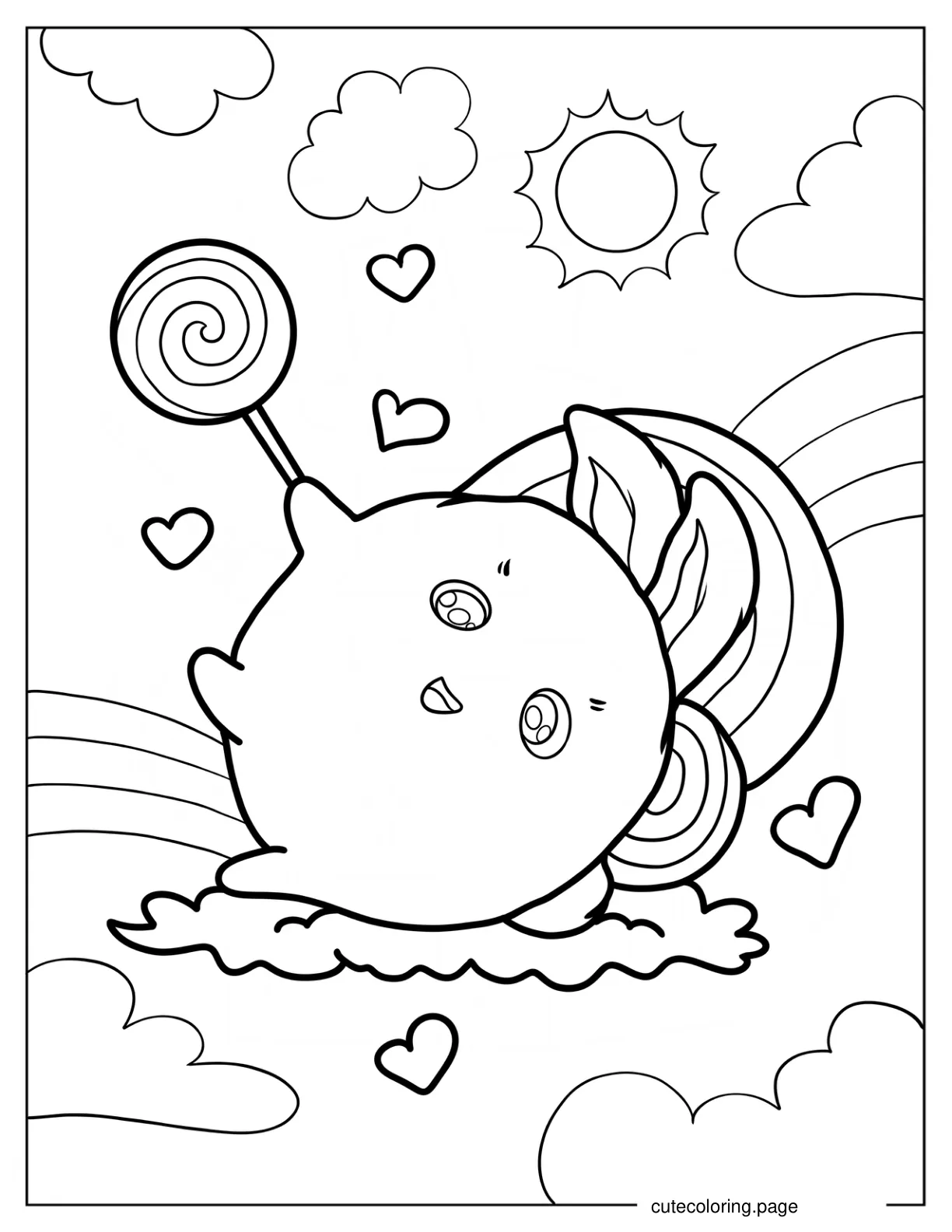 Kawaii Big Boo With Lollipop Coloring Page For Kids coloring page