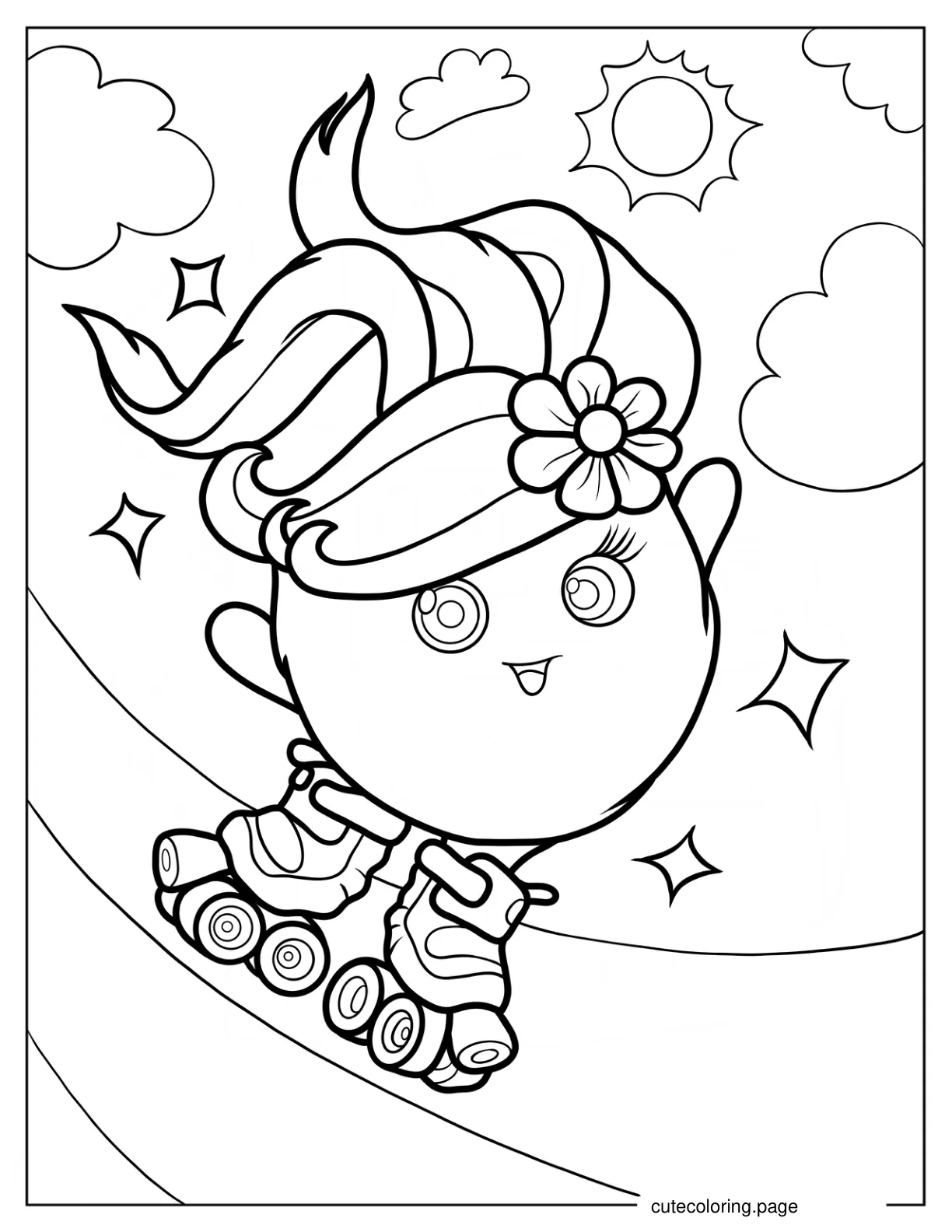 Shiny Rollerblading On The Rainbow Coloring Sheet coloring page