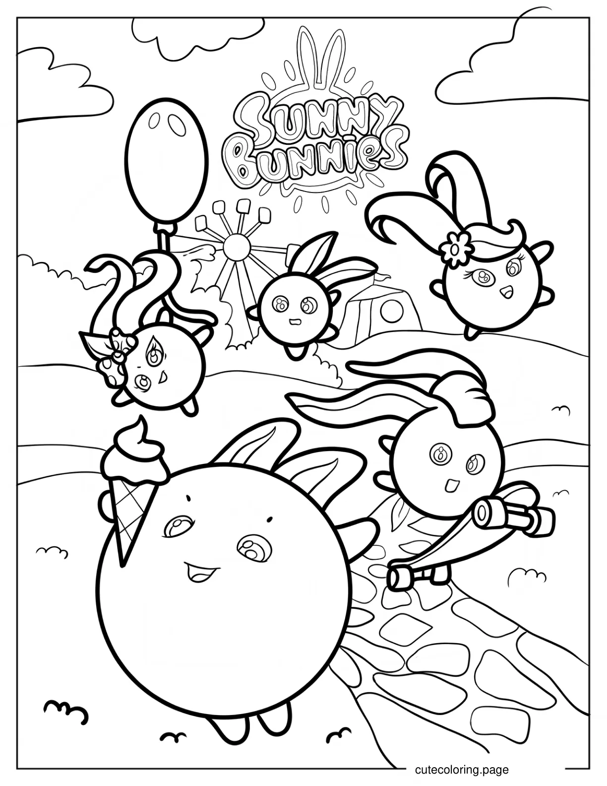 Sunny Bunnies Iris Hopper Shiny Big Boo And Turbo Coloring Sheet coloring page