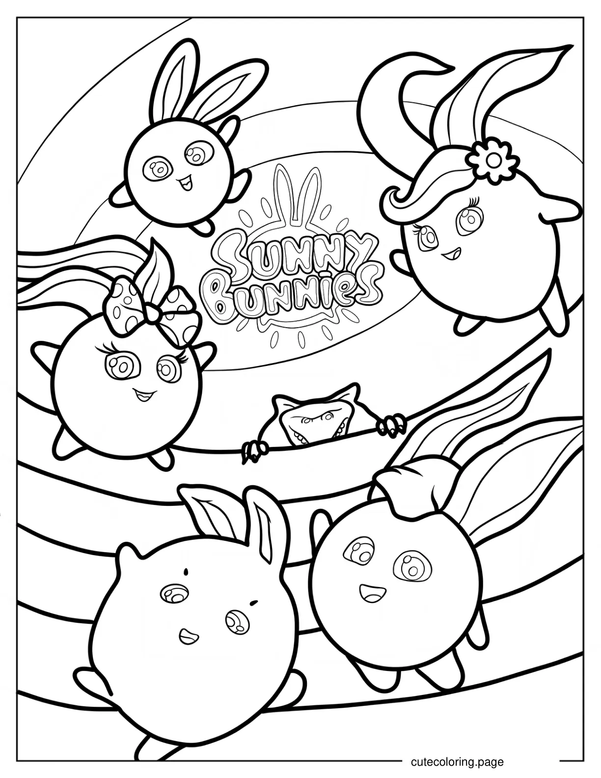 Sunny Bunnies With Hopper Shiny Iris Big Boo Turbo And Gray Wolf coloring page