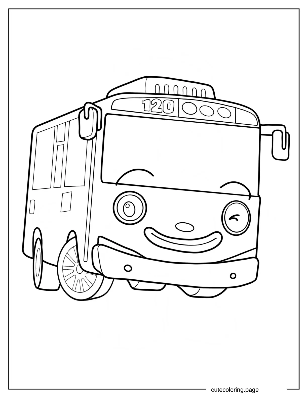 Cute Winking Tayo Bus Coloring Page coloring page