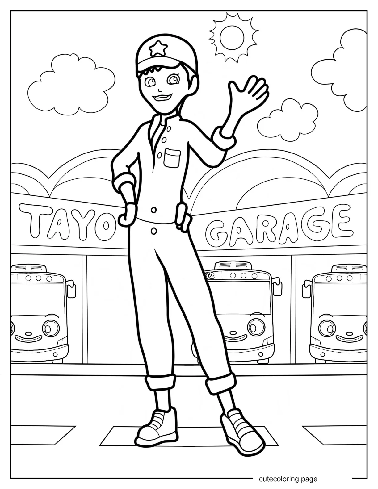 Hana Mechanic In Tayo Garage coloring page