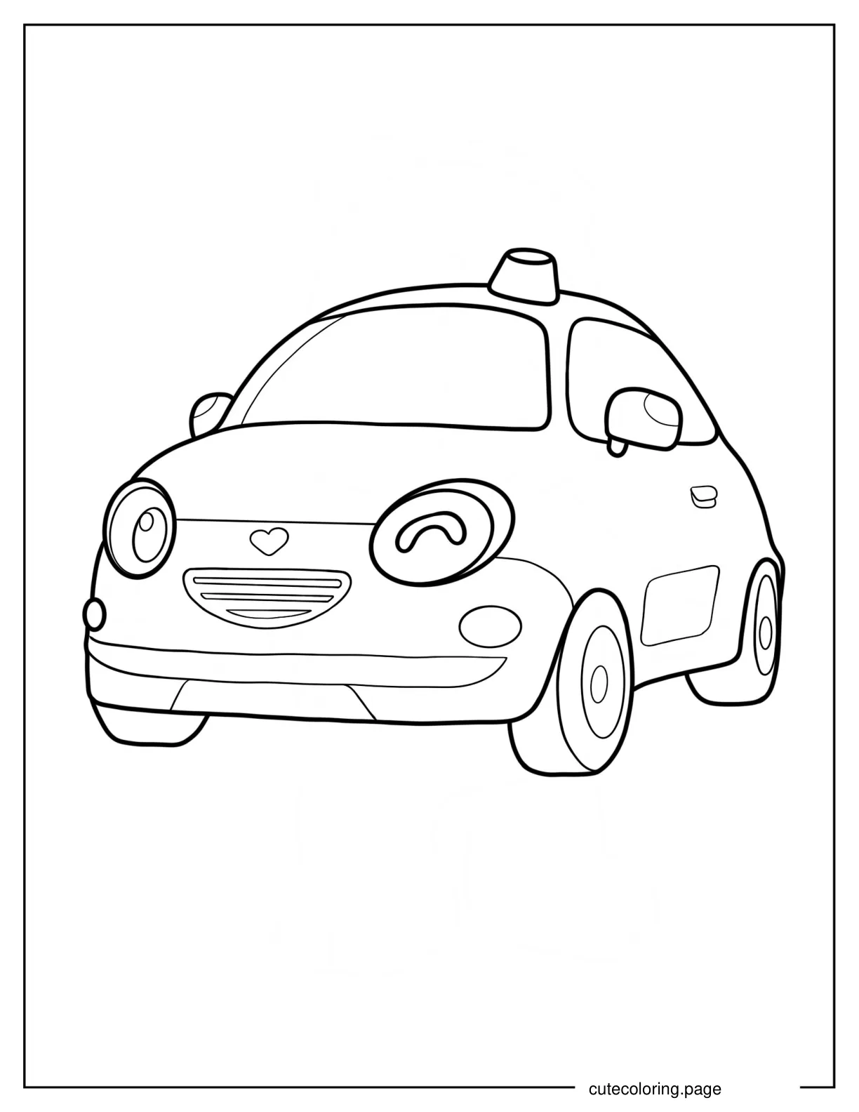 Kawaii Heart The Hatchback Car Coloring Page coloring page