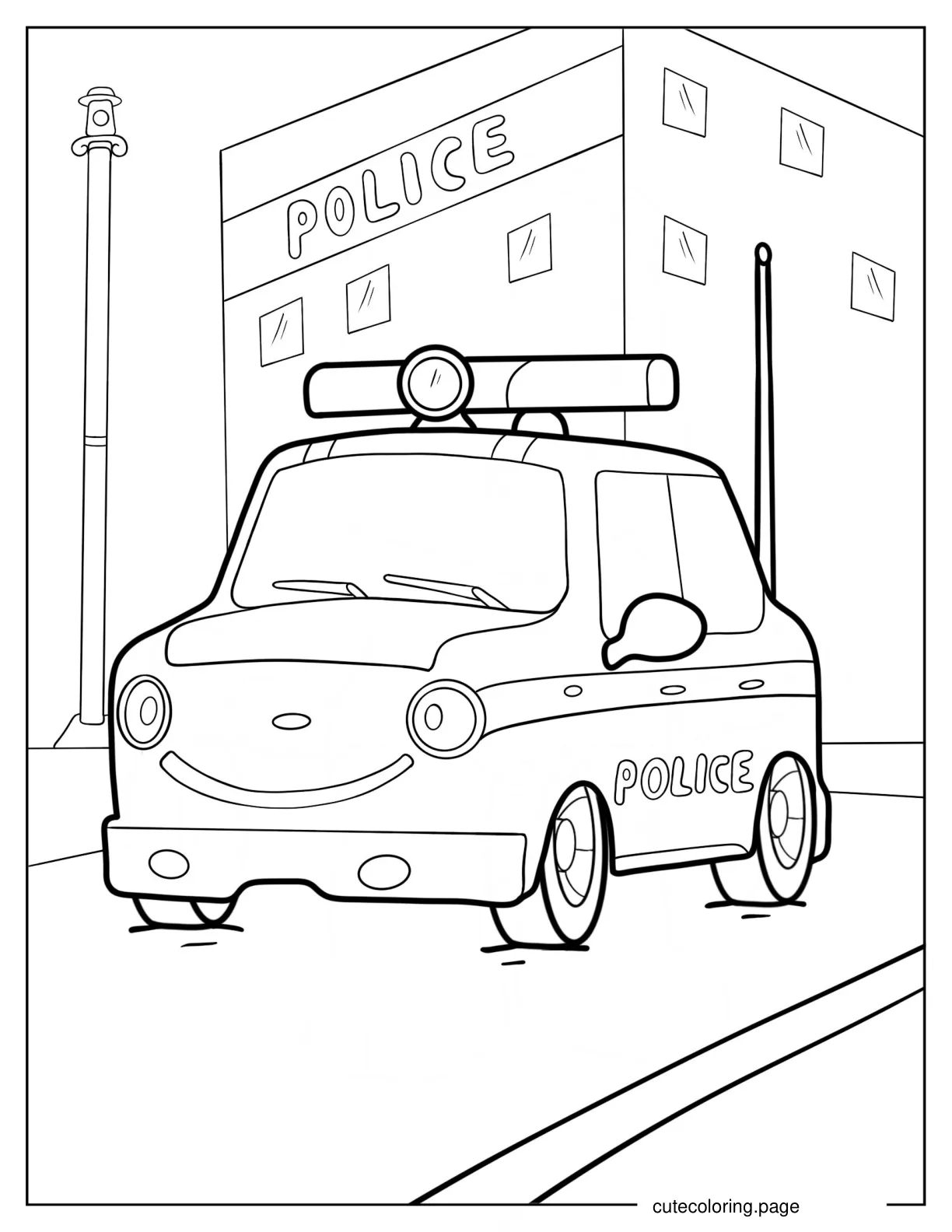 Pat The Police Car Coloring Sheet For Preschoolers coloring page