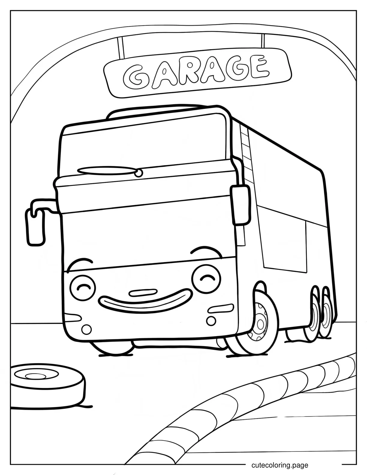 Simple Cito Bus Leaving The Garage Coloring Page For Preschoolers coloring page