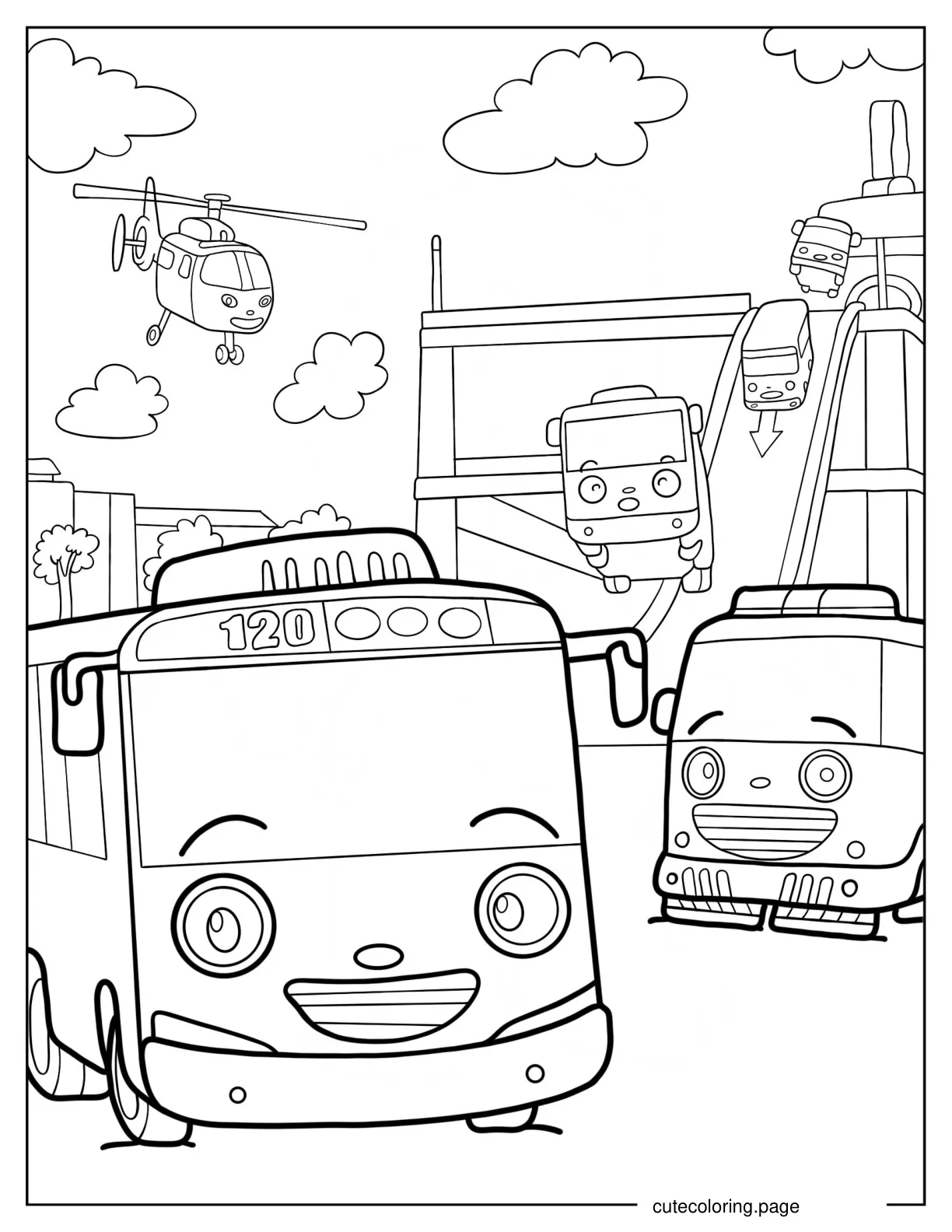 Tayo The Little Bus With Ruby Lani And Air coloring page