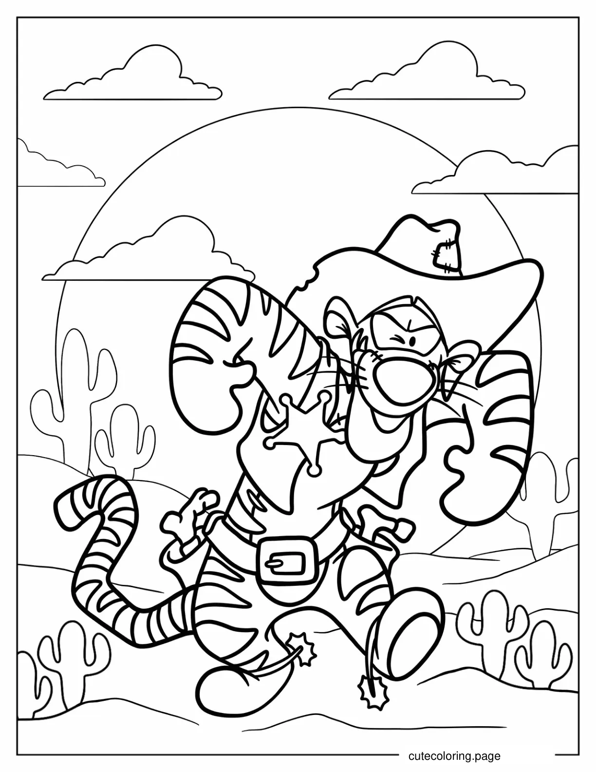 Cowboy Tigger In The Desert Coloring Page coloring page