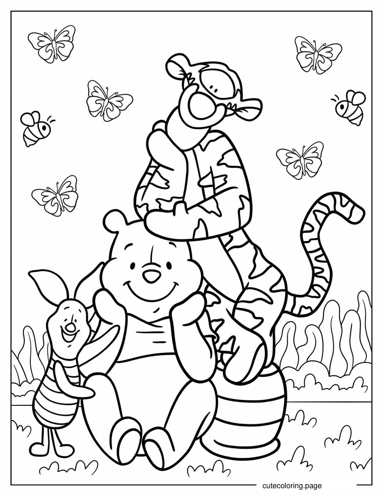 Piglet Winnie The Pooh And Tigger Coloring Page For Kids coloring page