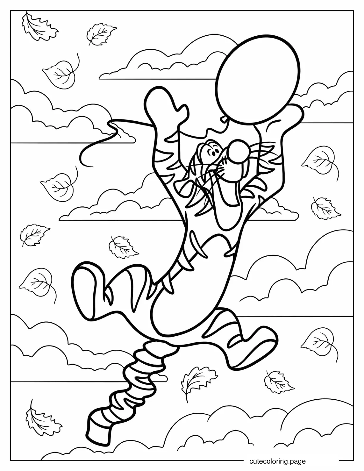 Tigger Catching A Balloon coloring page