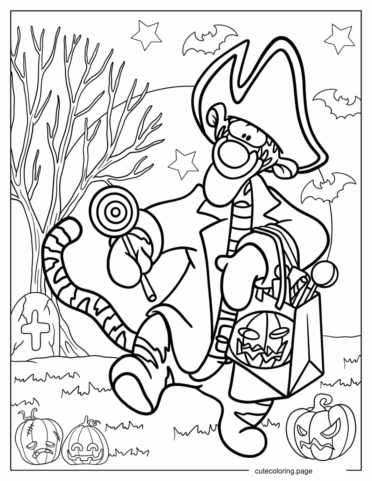 Tigger In Pirate Costume On Halloween coloring page