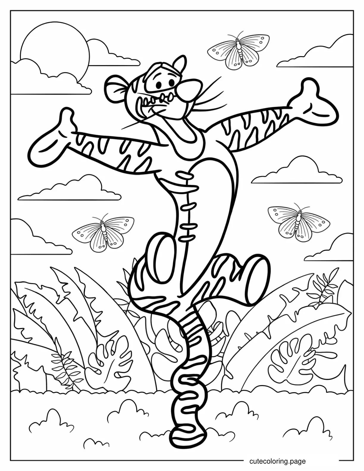 Tigger Leaping Through His Tail Coloring Sheet coloring page